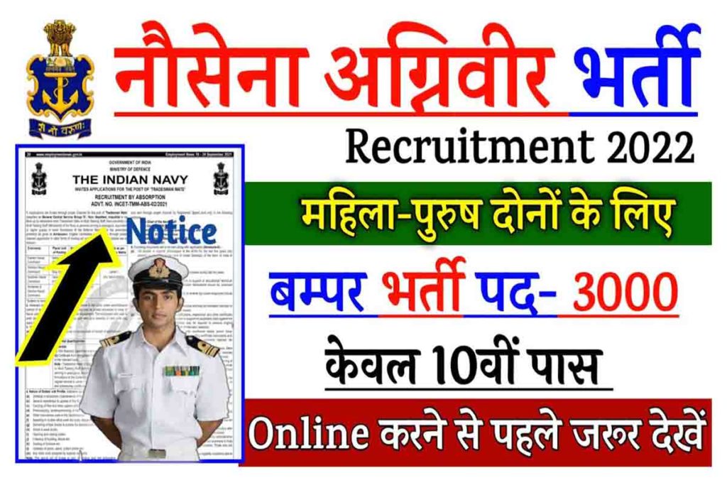 Indian Navy Agniveer SSR Recruitment 2022 Online Apply For 2800 Posts