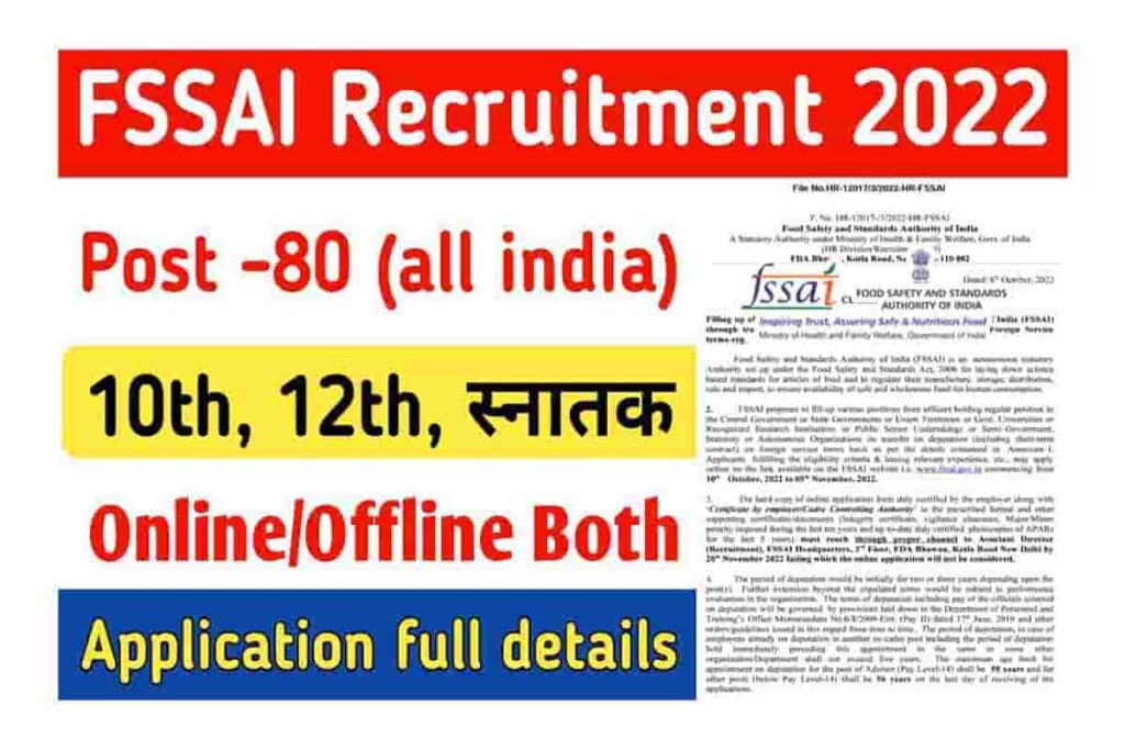 Fssai Recruitment Online Apply For Post How To Apply Fssai