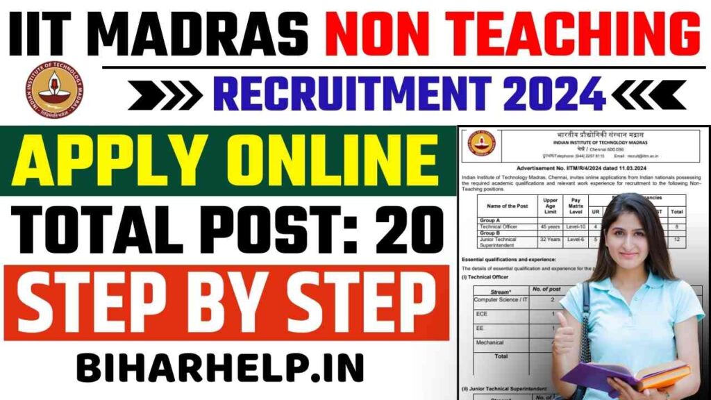 IIT Madras Non Teaching Recruitment 2024 Apply Online For 20 Vacancies