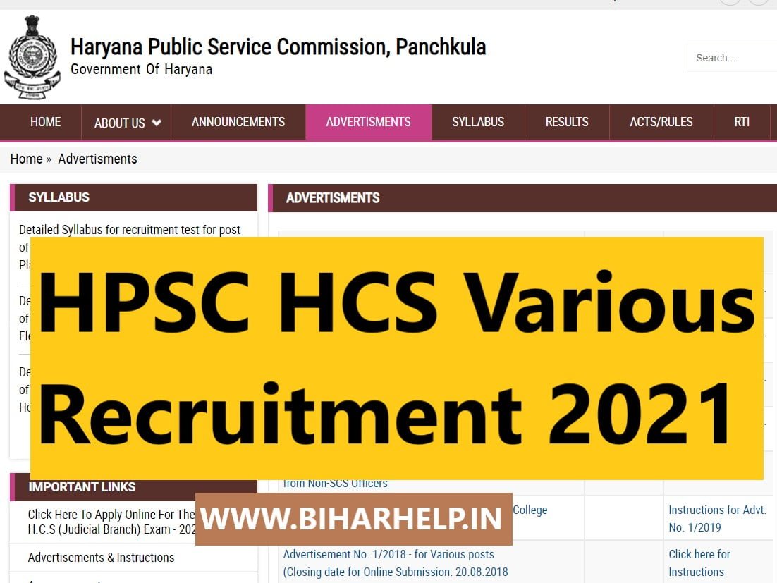 HPSC HCS Various 156 Post Recruitment 2021