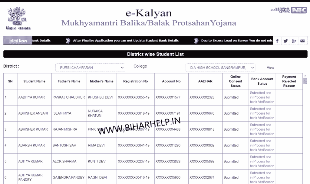 Bihar Board Matric 1st Division Scholarship 2021 E Kalyan Matric