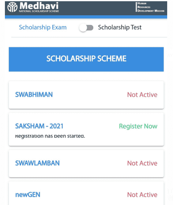 Medhavi National Scholarship Scheme 2021