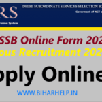DSSSB Online Form 2021