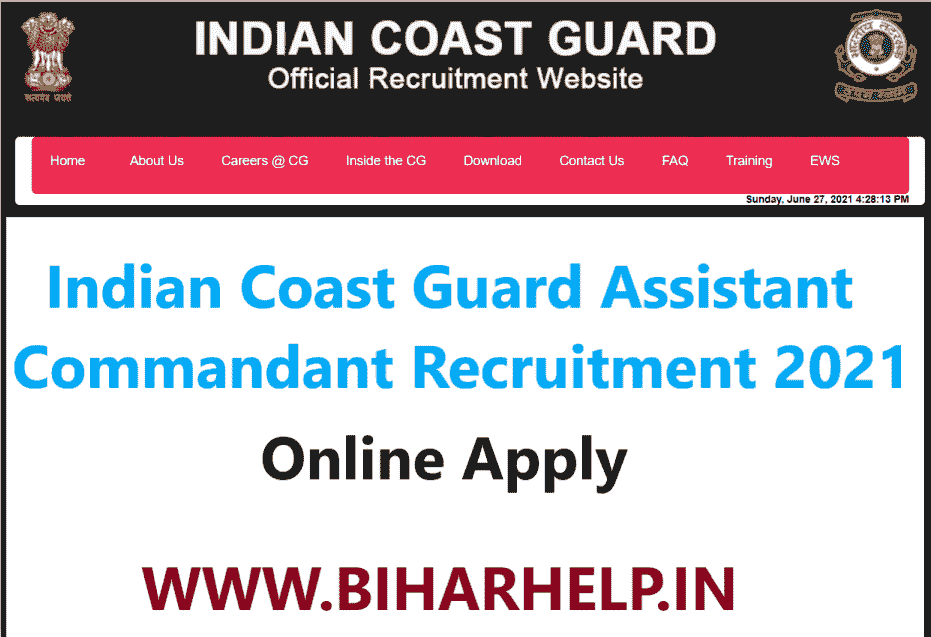 Indian Coast Guard Assistant Commandant Recruitment 2021