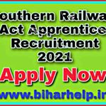 Southern Railway Act Apprentice Recruitment 2021