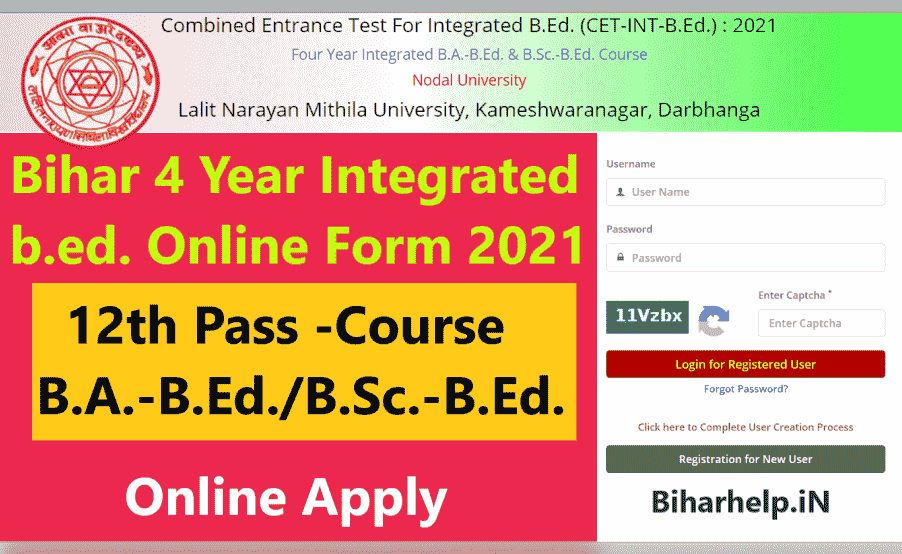 Bihar Integrated BEd Admission 2021: LNMU | Bihar 4 Year Integrated b.ed. Online Form 2021