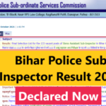 Bihar Police Sub Inspector Result 2021 - Steno Assistant Sub-Inspector