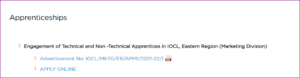 IOCL Eastern Region Apprentice Recruitment 2021