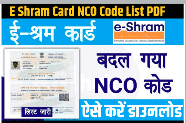 E Shram Card NCO Code List PDF Download 2022