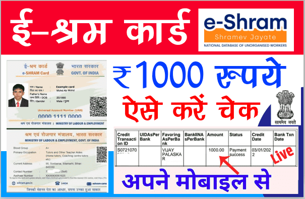 How To Check E Shram Card 1000 Rupees