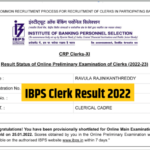 IBPS Clerk Result 2022