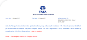 TATA Steel JET Recruitment 2022