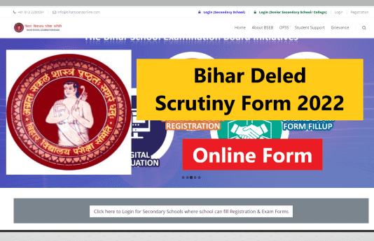 Bihar Deled Scrutiny Form 2022