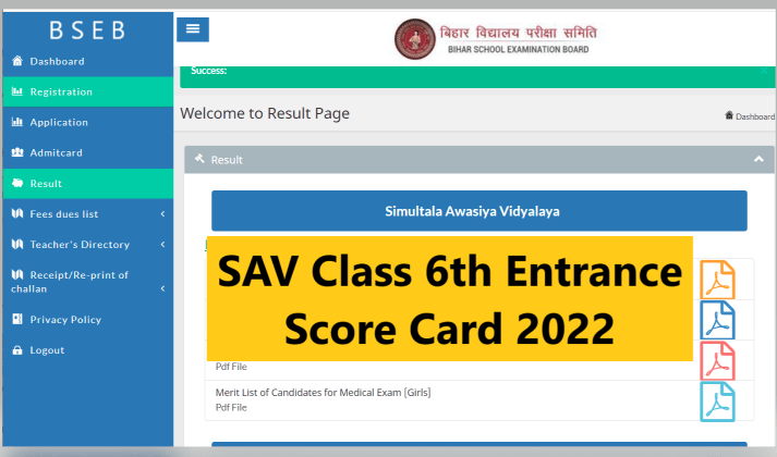 Bihar Simultala Awasiya Vidyalaya Mains Result 2022
