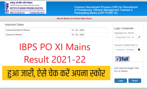 IBPS PO XI Mains Result 2022