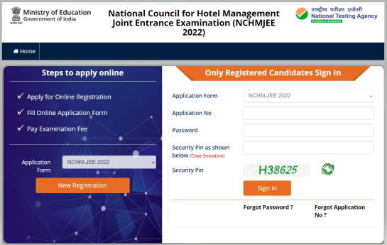 NCHM JEE Online Form 2022