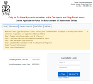 Navy Tradesman Online Form 2022