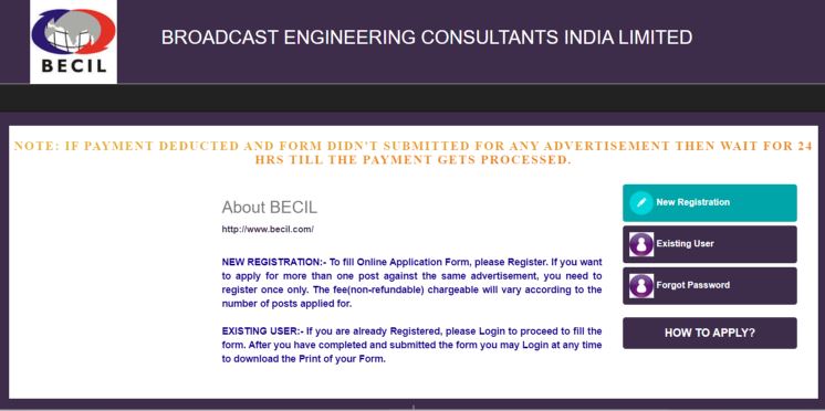 How to Apply Online in BECIL Recruitment 2022