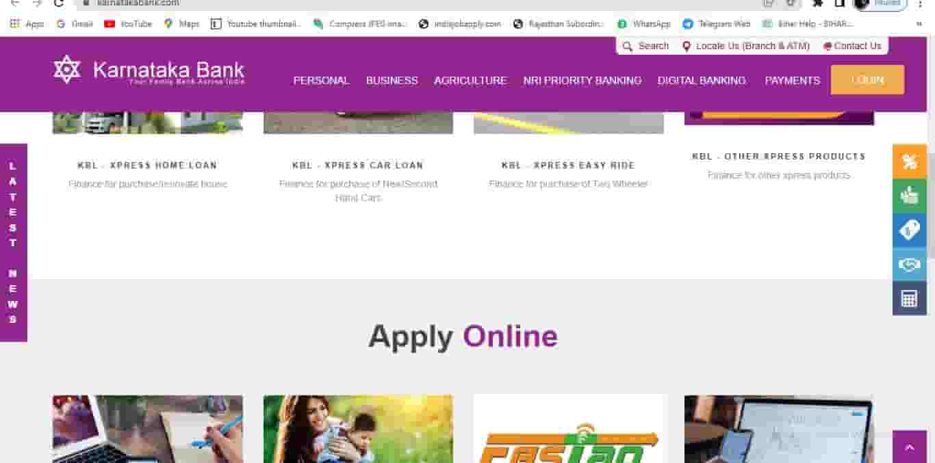 Karnataka Bank KBL Clerks Recruitment Online Form 202