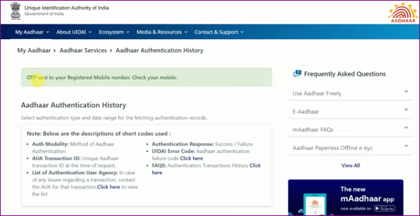 Aadhaar Authentication History