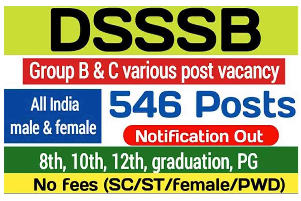 DSSSB Group B And C Posts Recruitment 2022 - Apply Online For 547 ...