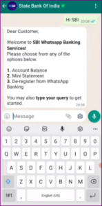 SBI Whatsapp Banking Registration