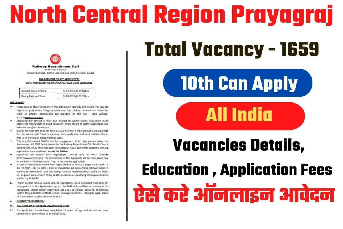 NCR RRC Prayagraj Apprentice Recruitment 2022