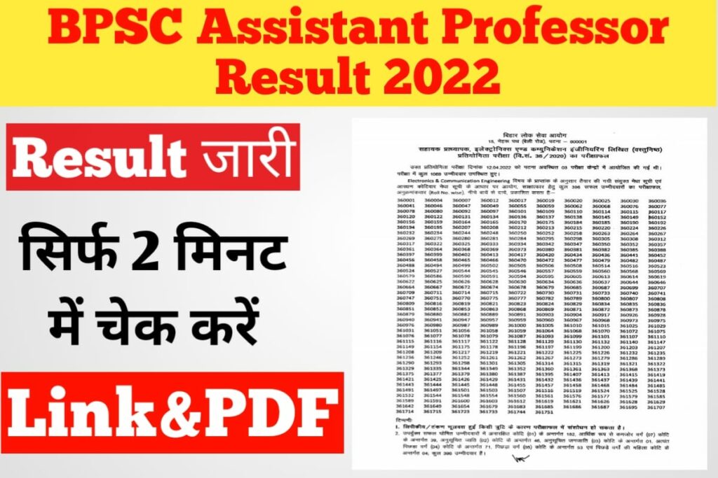 BPSC Assistant Professor Result 2022