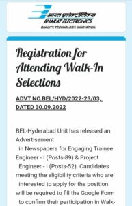 How to Online Apply BEL Hyderabad Engineer Recruitment 2022 Step by Step?