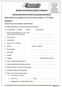 To Download The BEL Havildar Application Form Offline