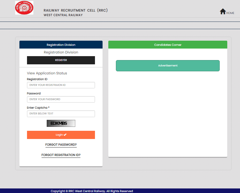 RRC WCR Apprentice Recruitment 2025 Official Website Screenshot.
