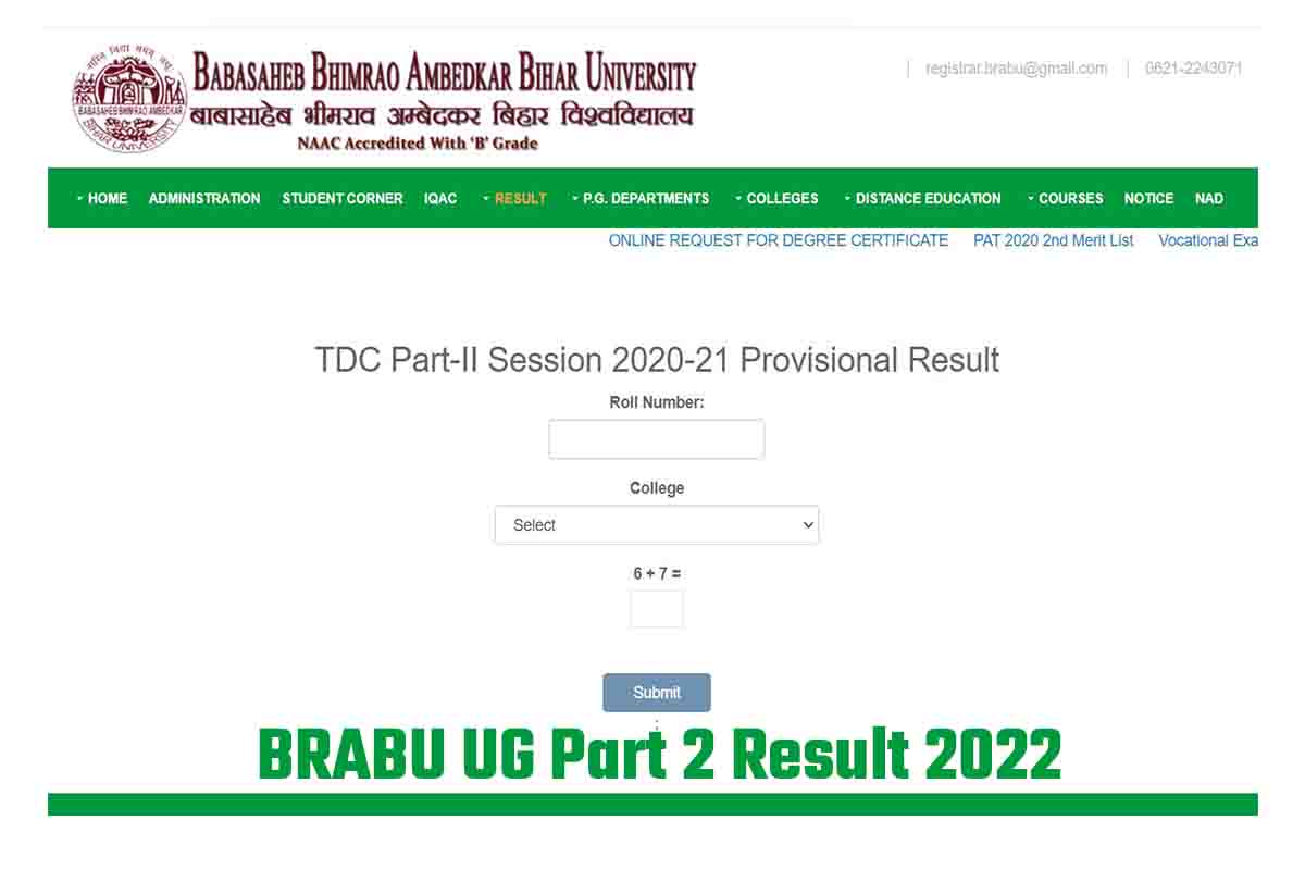 BRABU UG Part 2 Result 2022 