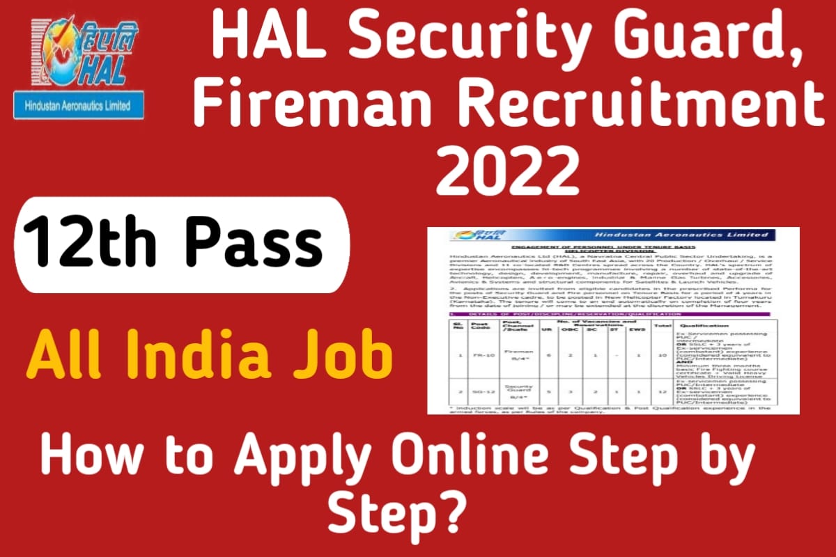 HAL Security Guard, Fireman Recruitment 2022 Notification Out For