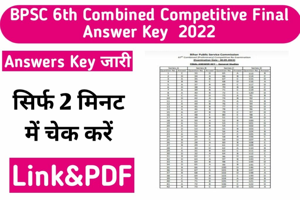 BPSC 67th Combined Competitive Final Answer Key 2022