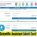 SSC Scientific Assistant Admit Card 2022
