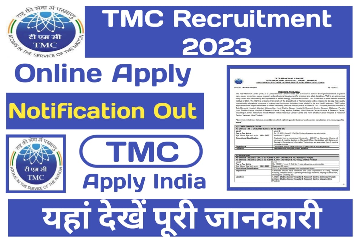 Tmc Recruitment 2023 Ldc Nurse Etc 405 Posts Notification And Online Apply