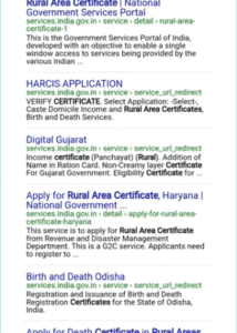 Rural Area Certificate Online Apply