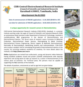 CSIR CECRI Recruitment 2023