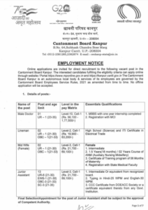 Kanpur Cantt Board Recruitment 2023