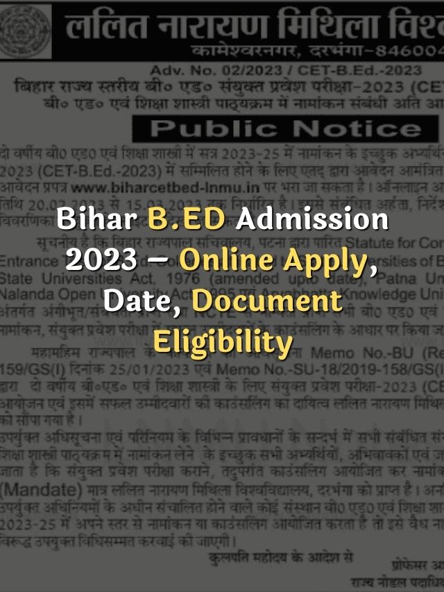 Bihar B.ED Admission 2023