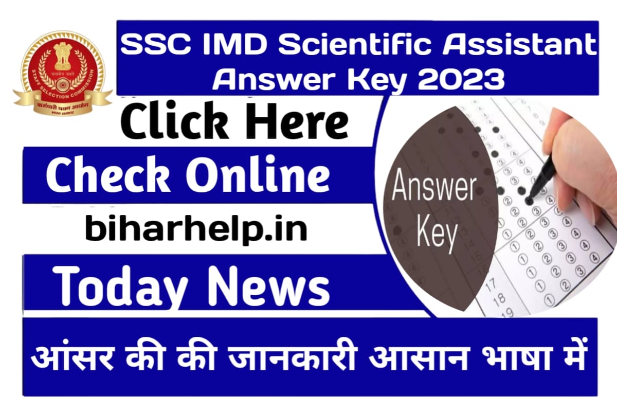 SSC IMD Scientific Assistant Answer Key 2023