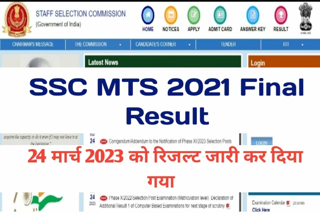 SSC MTS 2021 Final Result