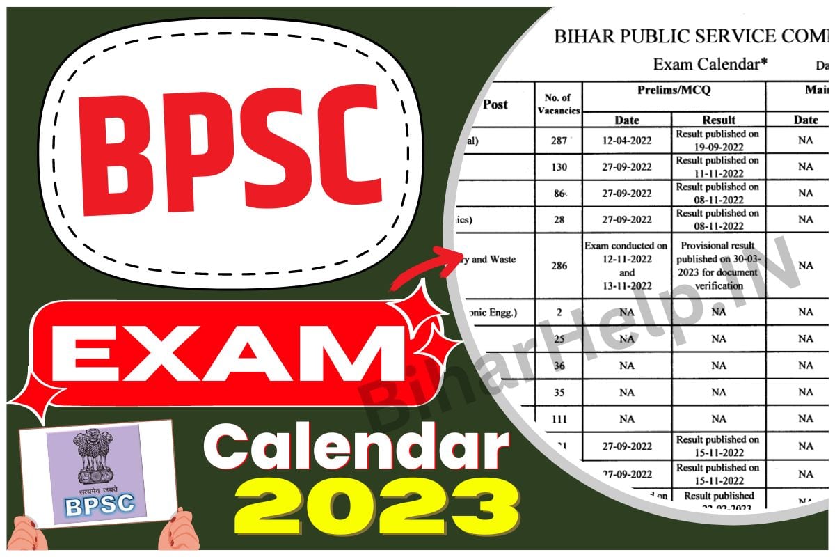 BPSC Exam Calendar 2023 Out BPSC ने जारी नया Exam Calendar, जाने कब