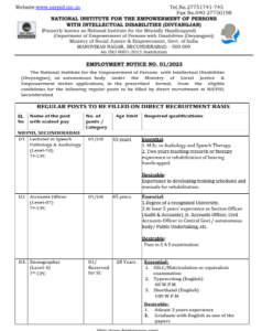 National Institute for Epidemiology Recruitment 2023