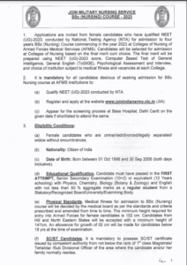 Indian Army B.Sc Nursing Course Application Form 2023