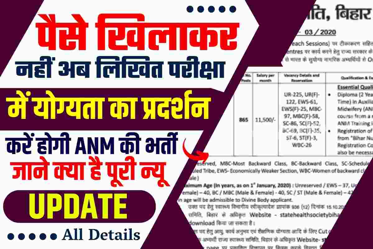 Bihar ANM Recruitment New Update