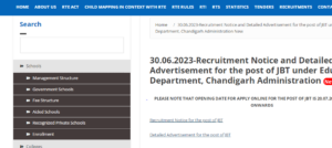 Chandigarh JBT Teacher Recruitment 2023