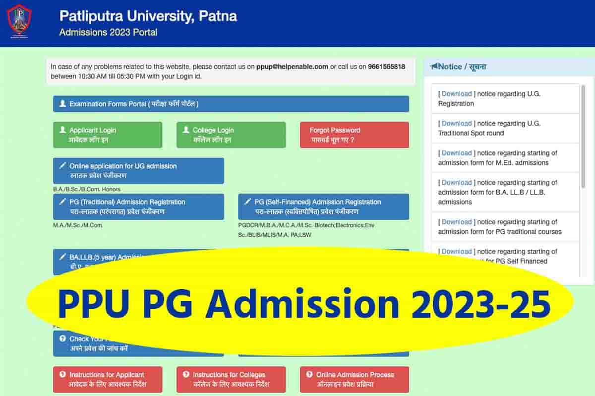 PPU PG Admission 2023-25