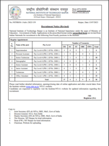 NIT Jharkhand Recruitment 2023