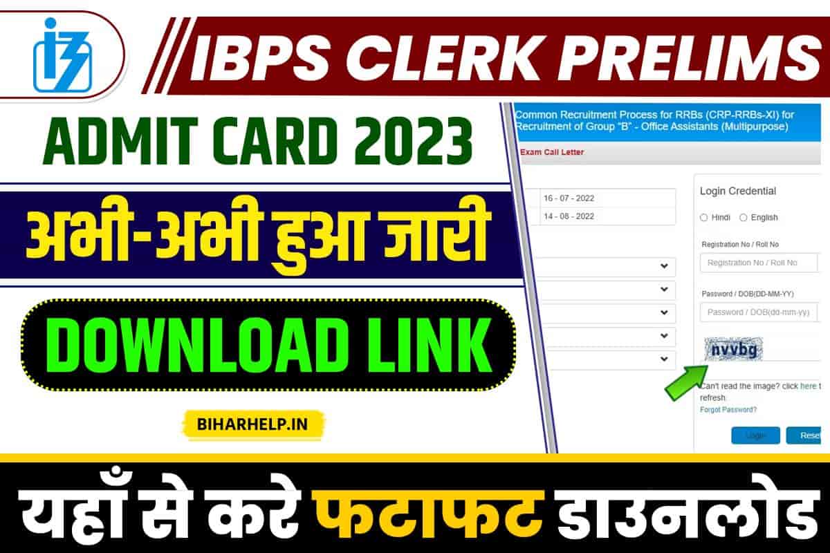 IBPS Clerk Prelims Admit Card 2023